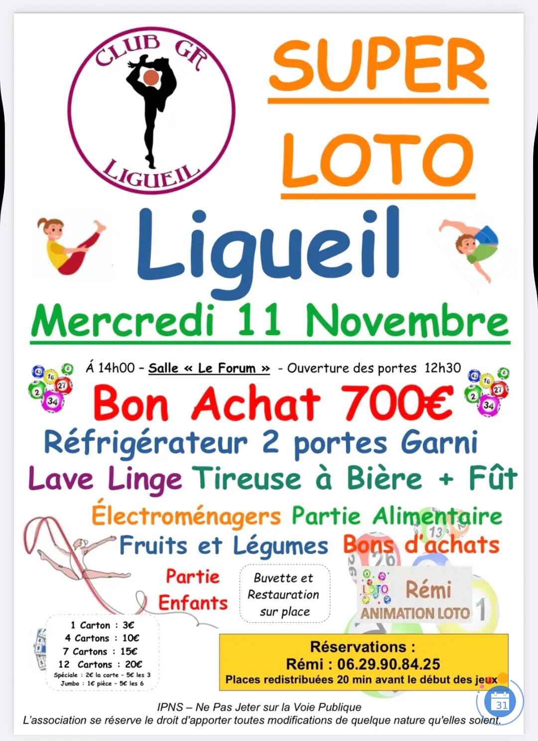 Flyer Super Loto de la GR animé par Remi