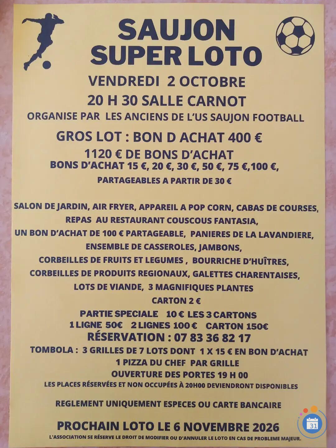 Image Super loto des Anciens de l'US Saujon Football (photo 1)