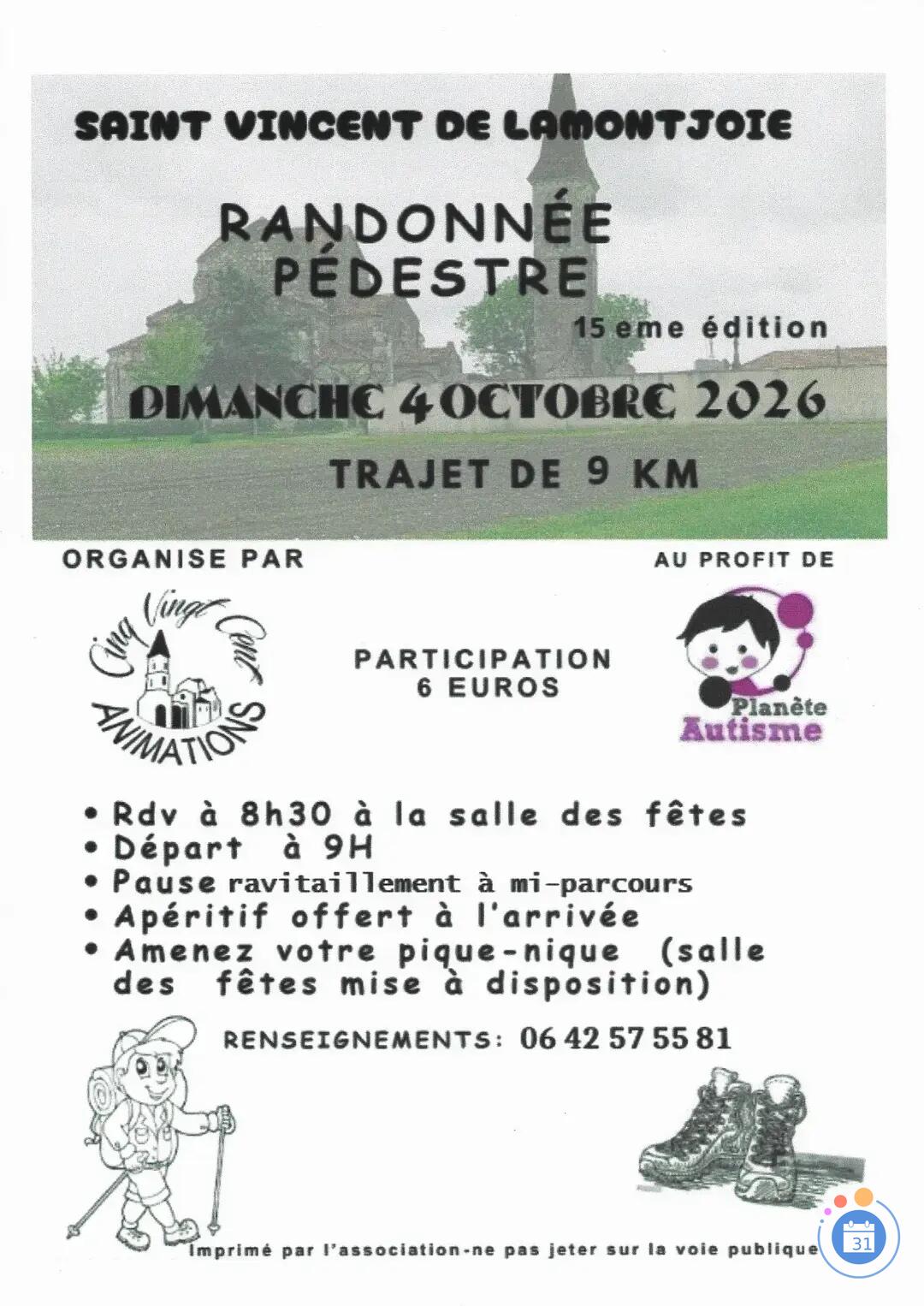 Image Randonnée pédestre au profit de Planète Autisme (photo 1)