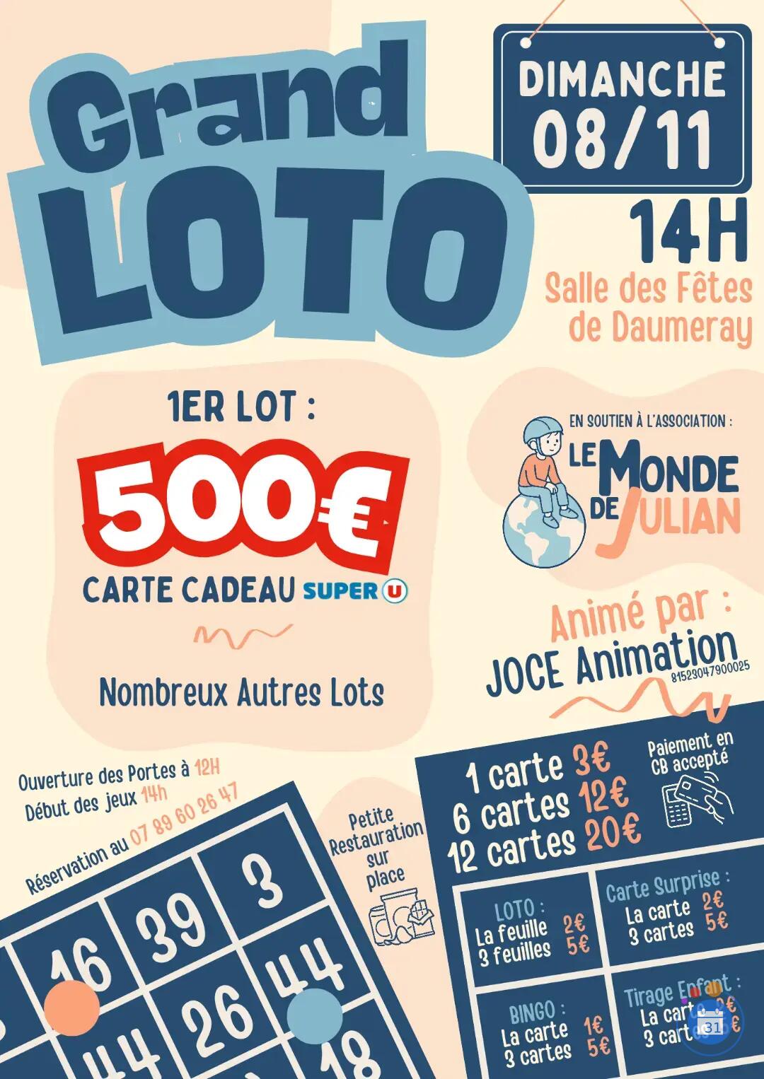 Flyer Loto de l' association le monde de jullian