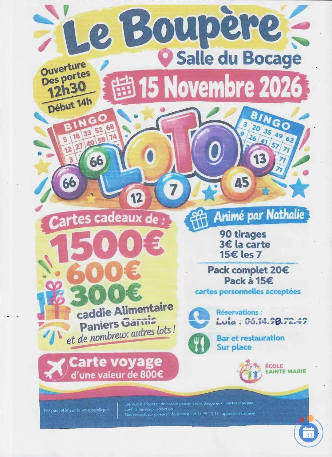 Flyer super loto animée par nathalie