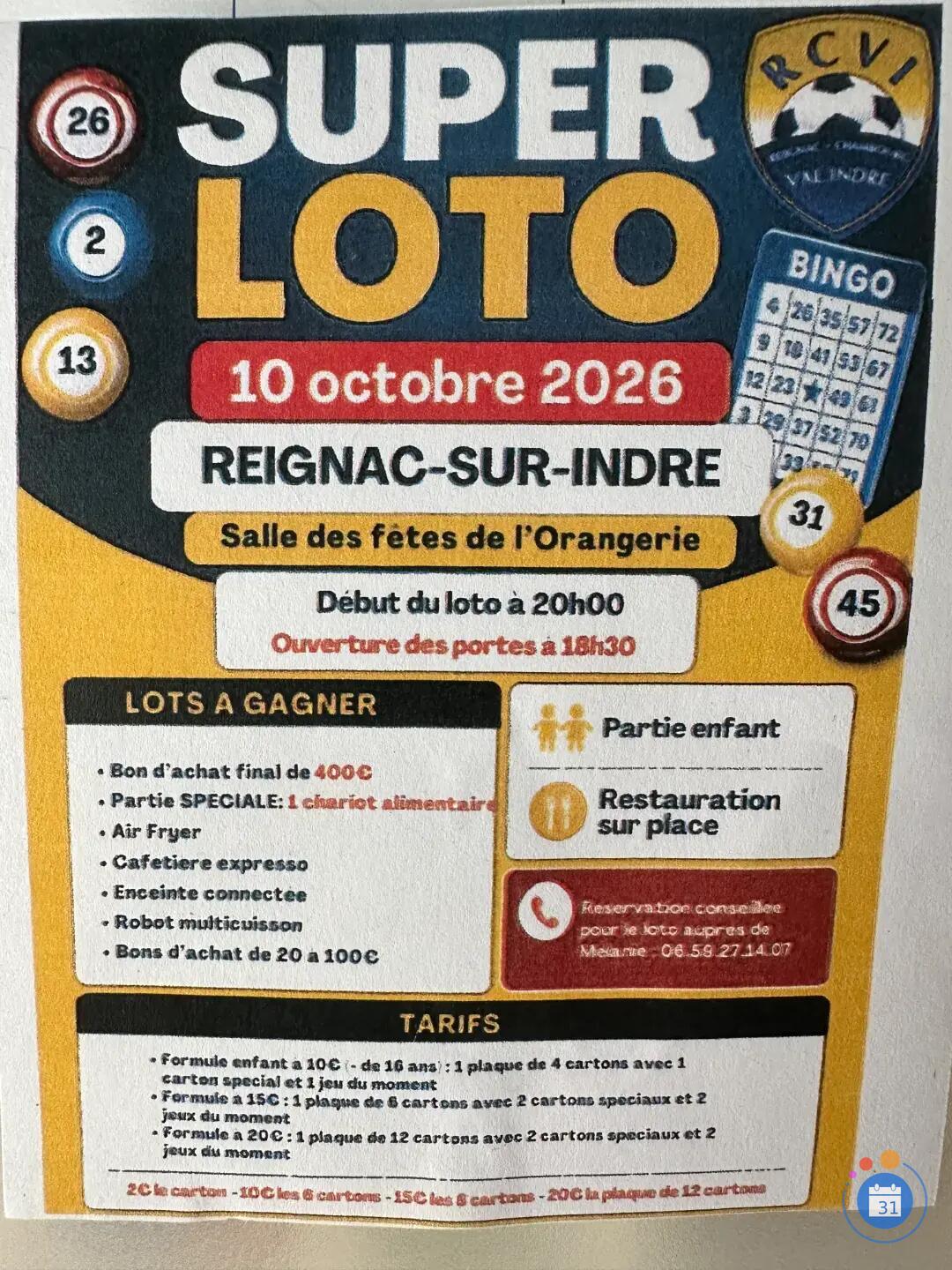 Image Super loto du RCVI animé par Mélanie (photo 1)