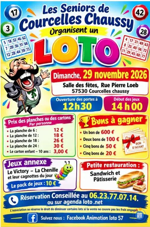 Image Loto Les Seniors de Courcelles Chaussy (photo 1)