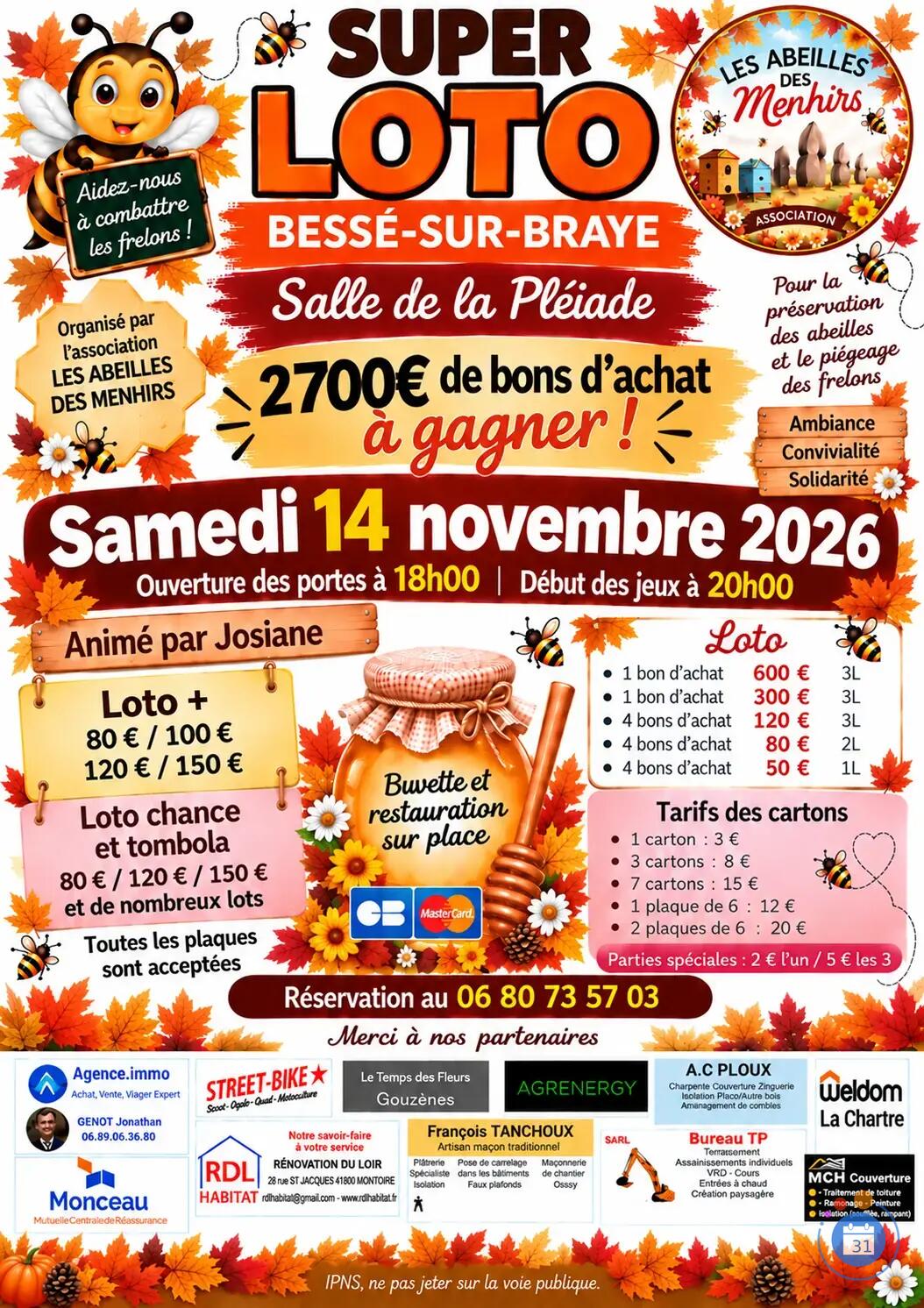 Image 🐝 SUPER LOTO – LES ABEILLES DES MENHIRS 🐝 (photo 1)