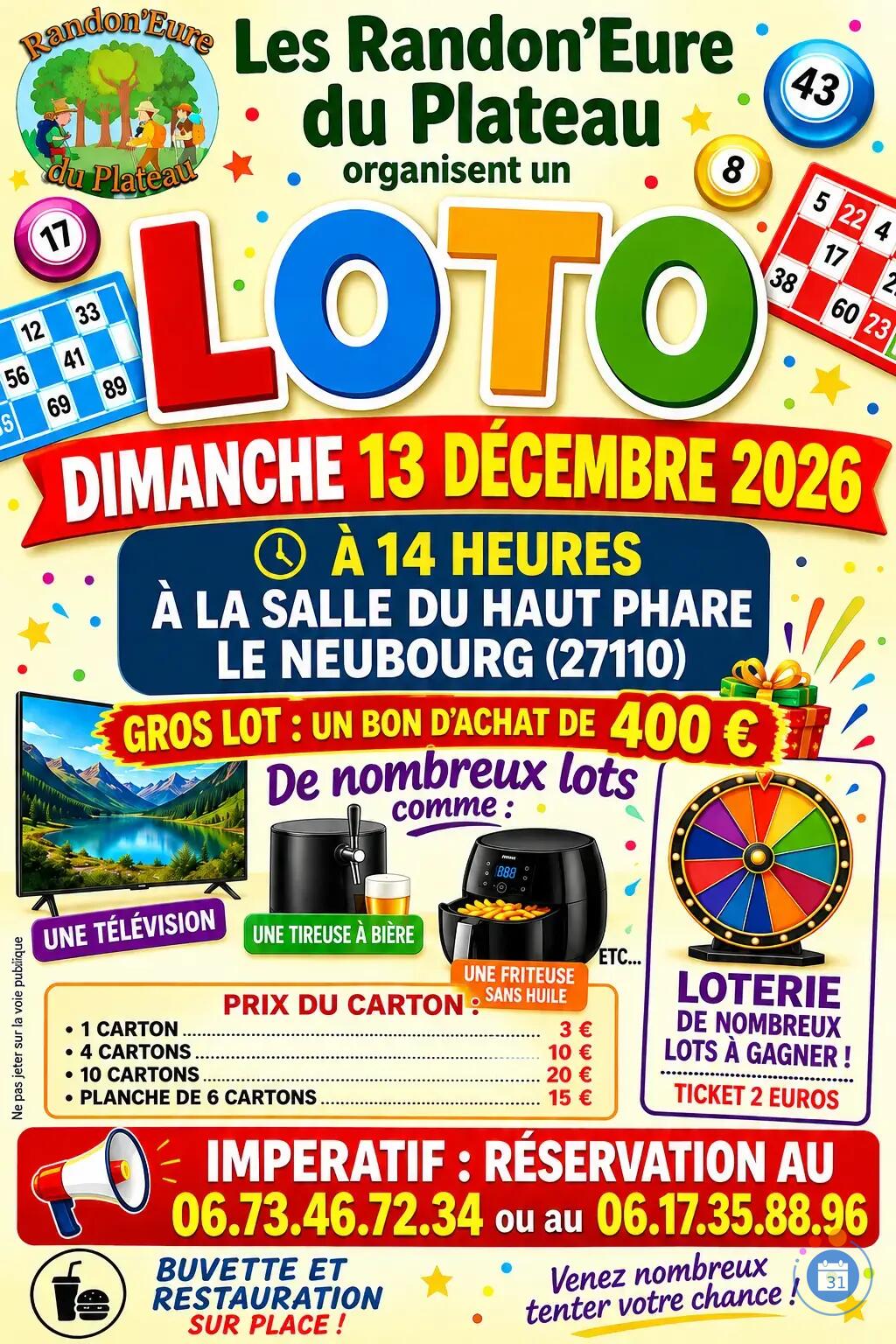 Flyer LOTO des "RANDON'EURE DU PLATEAU"