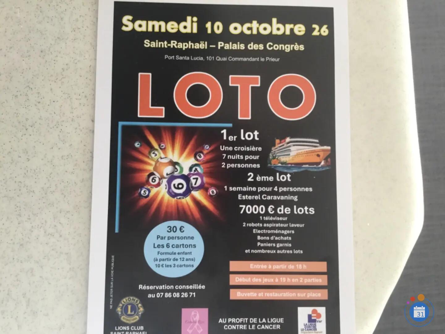 Image GRAND LOTO DU LIONS SAINT RAPHAËL CÔTÉ D AZUR (photo 1)