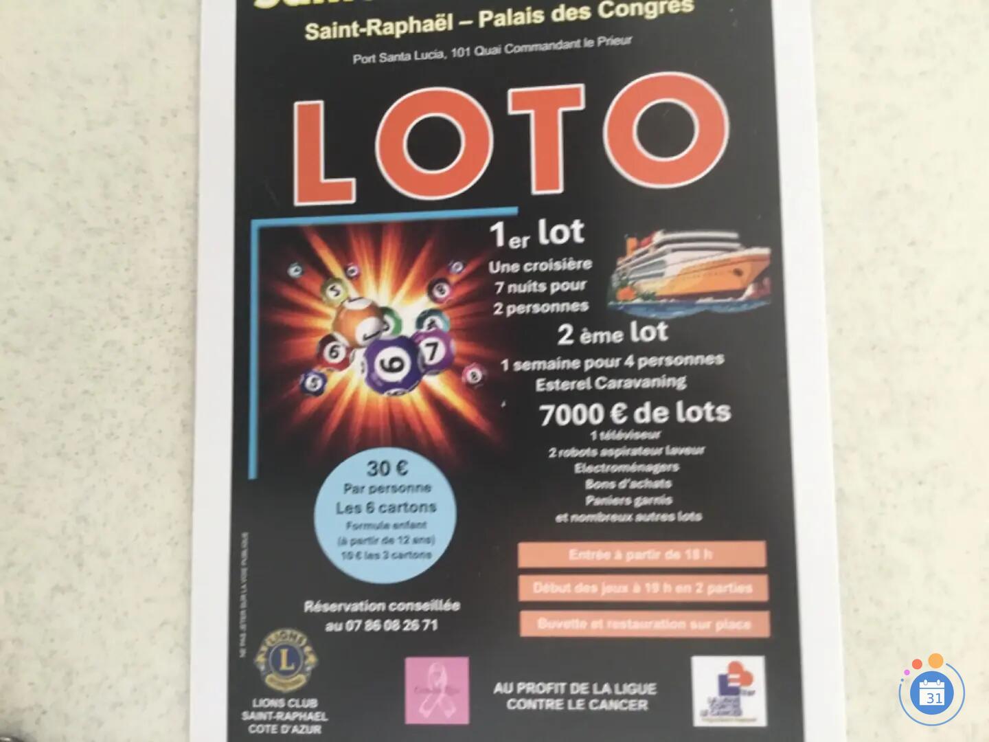 Image GRAND LOTO DU LIONS SAINT RAPHAËL CÔTÉ D AZUR (photo 2)