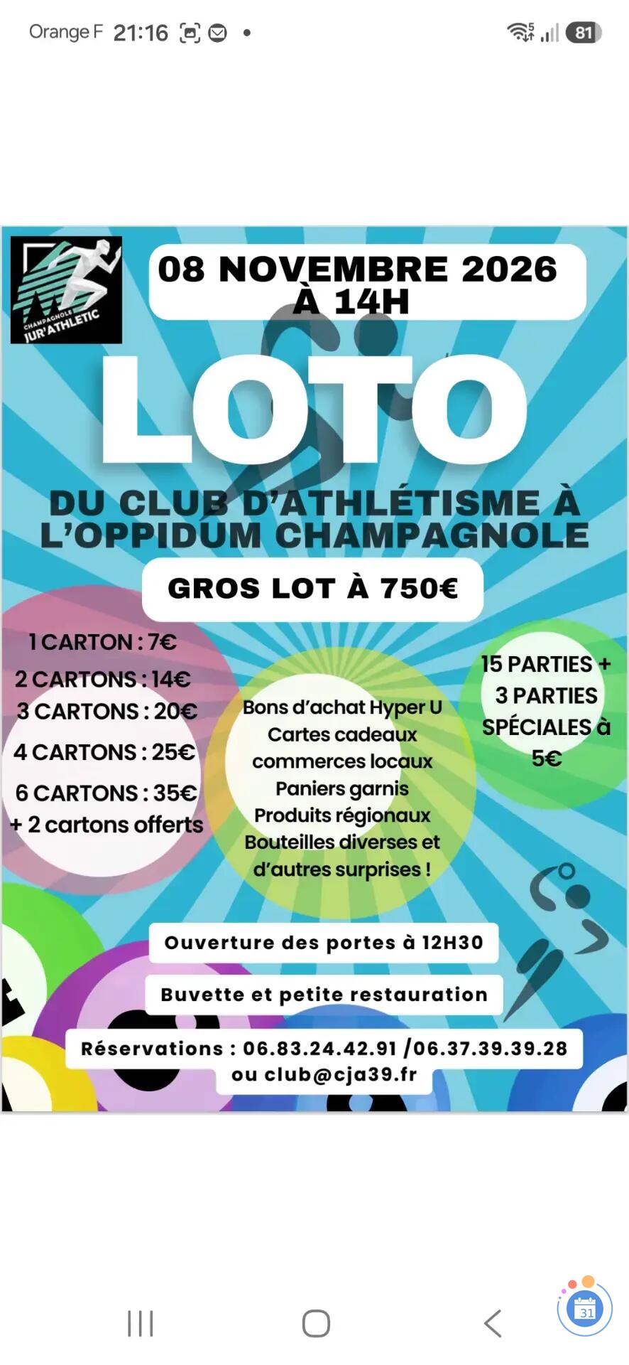 Image LOTO DU CLUB D'ATHLETISME (photo 1)