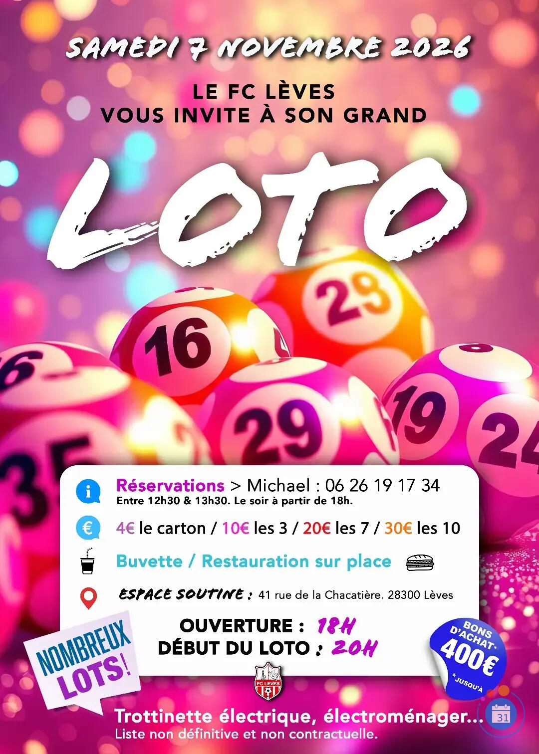 Image Grand LOTO du FC Lèves (photo 1)