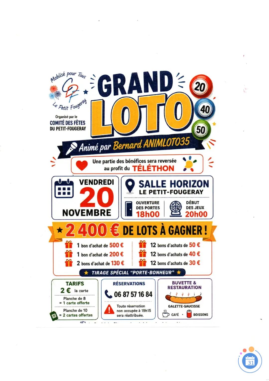 Flyer LOTO Animé par Animloto35 BERNARD