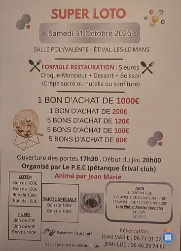 Flyer Super loto petanque etival animation jean marie