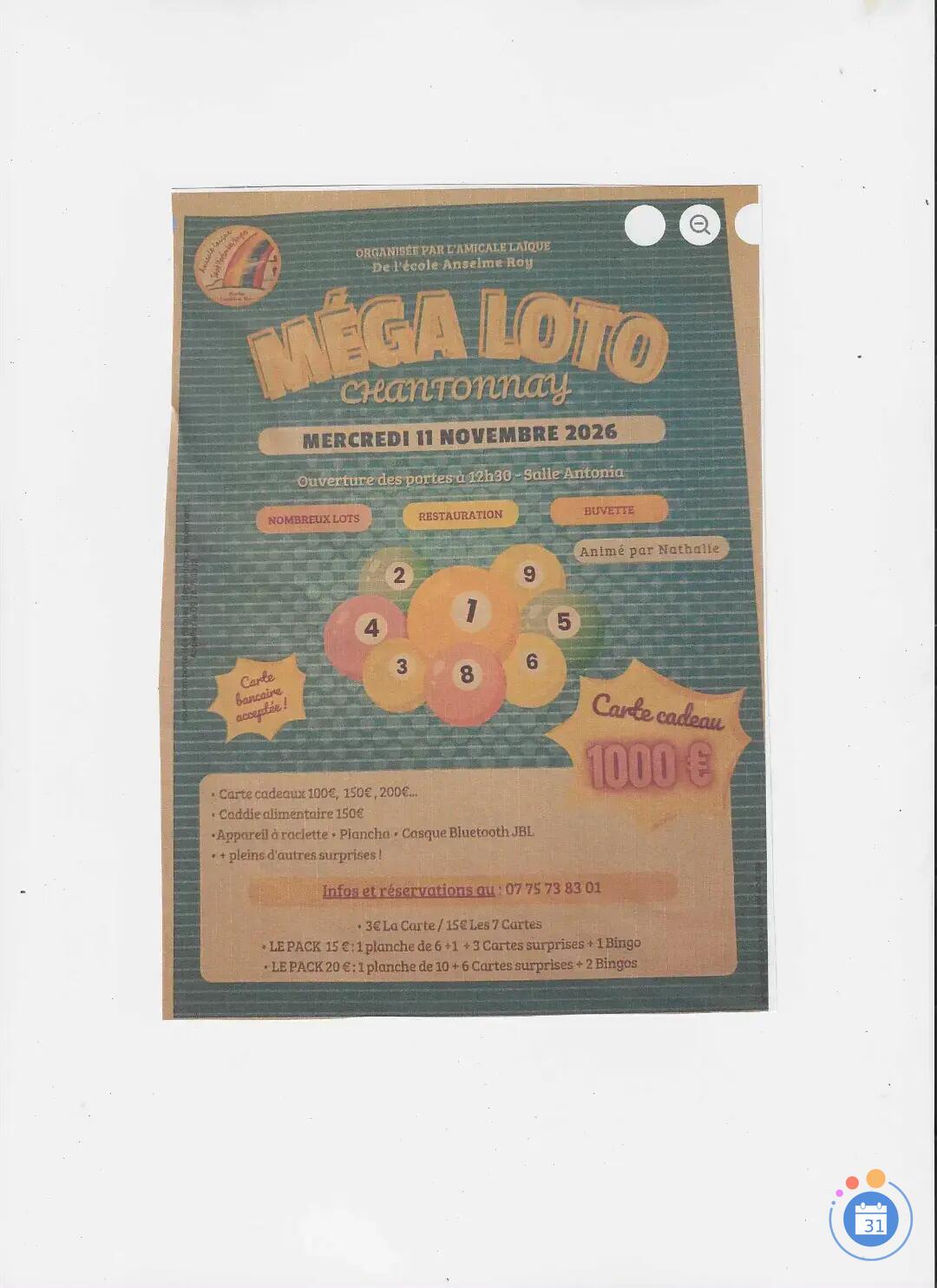 Flyer Super loto anime par nathalie