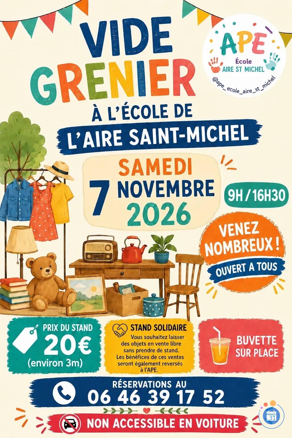 Image Vide grenier à l'école de l'aire saint michel (photo 1)
