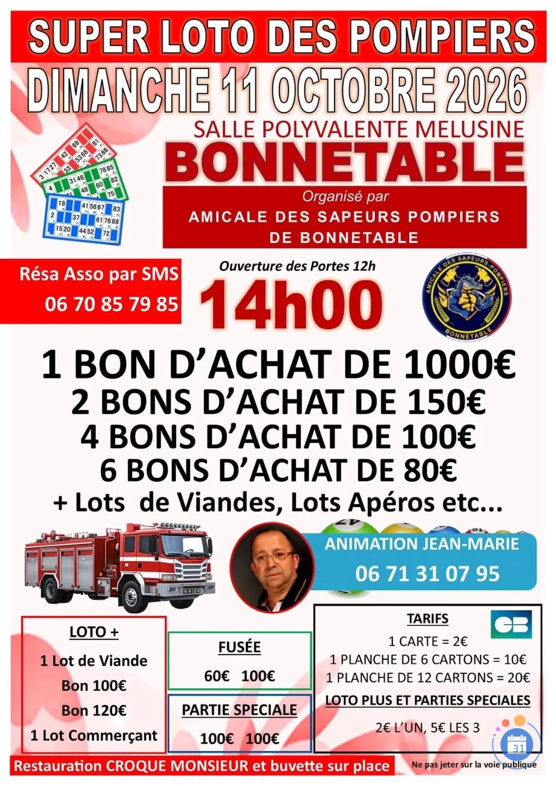 Image Loto des pompiers de Bonnétable (photo 1)