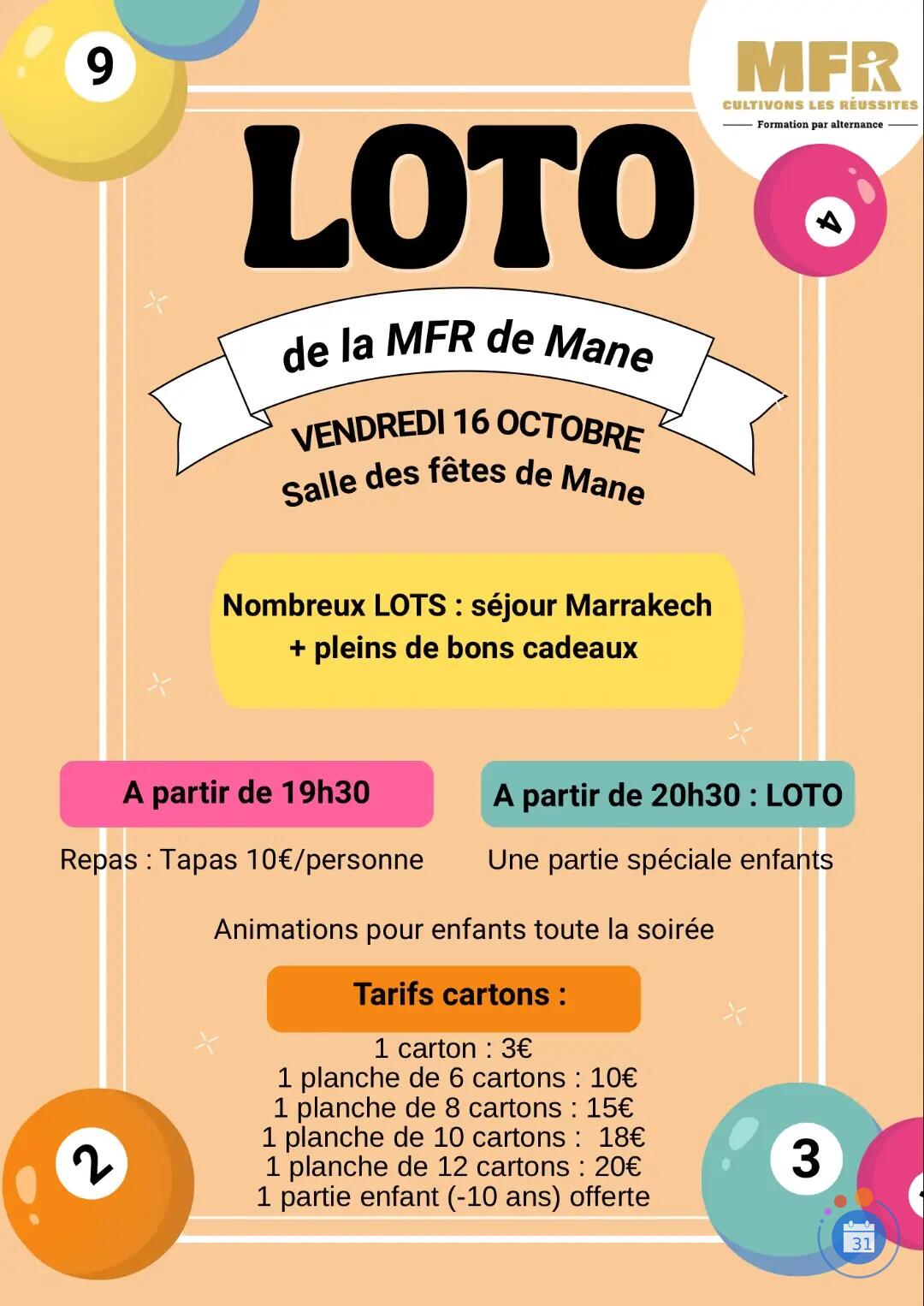 Flyer Loto de la MFR de Mane