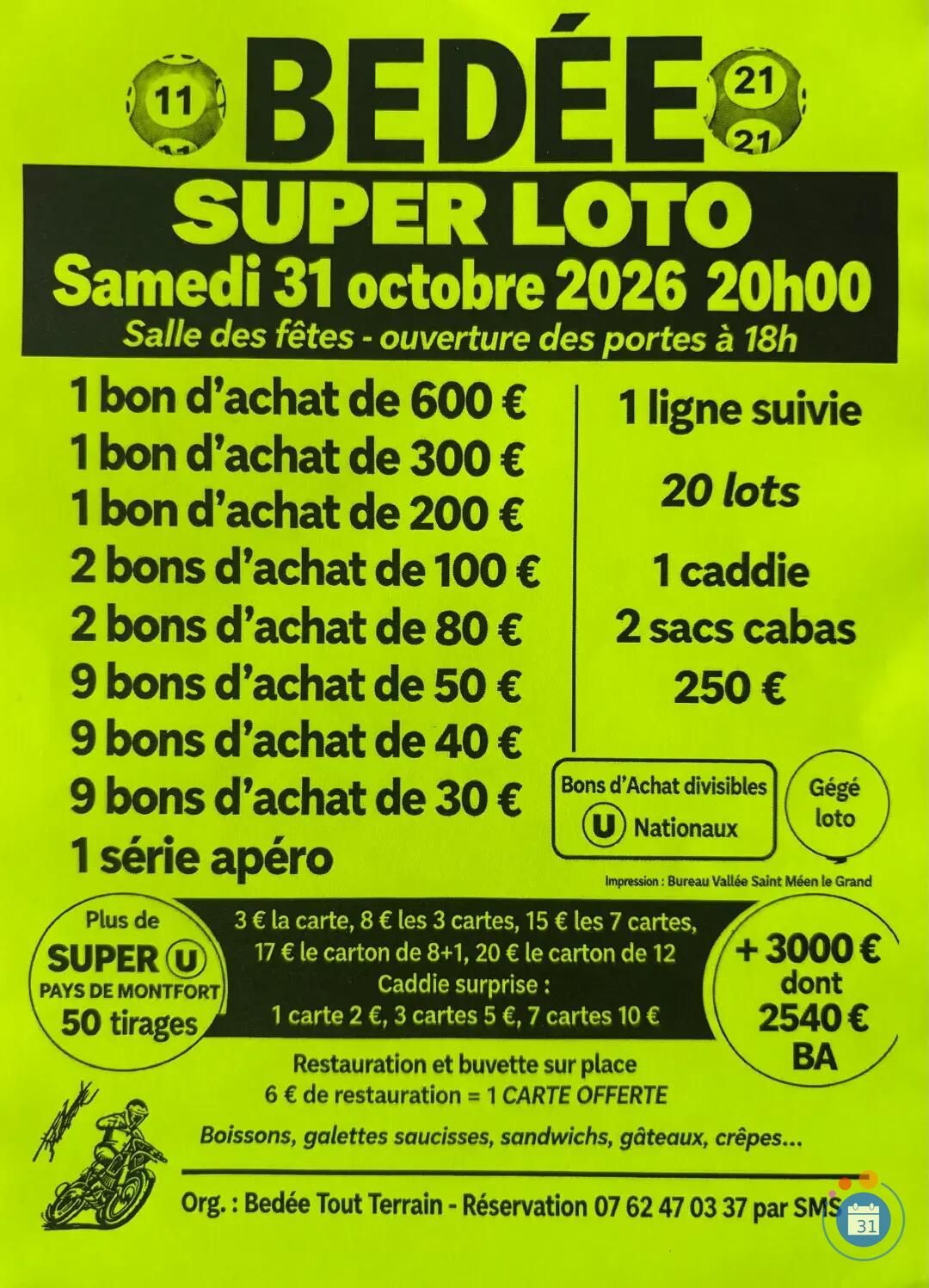 Image Super loto de Bédée Tout Terrain Anim Gégé loto (photo 1)