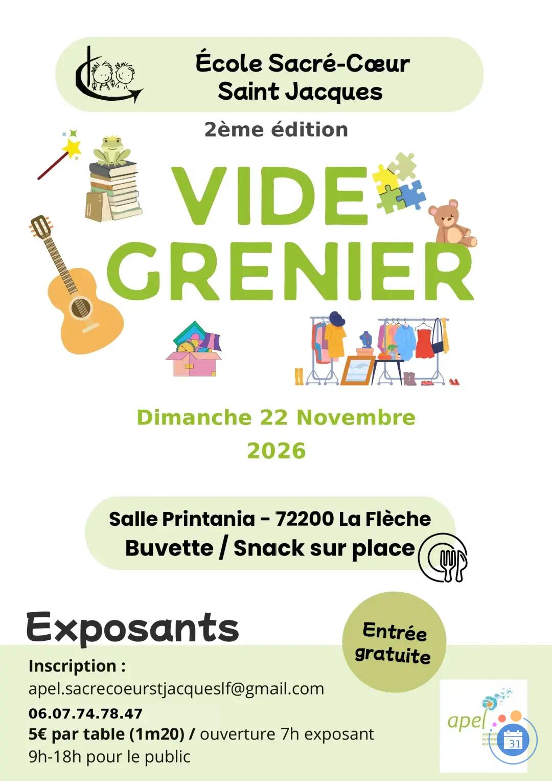 Image Vide grenier de l'école Sacré cœur Saint Jacques (photo 1)