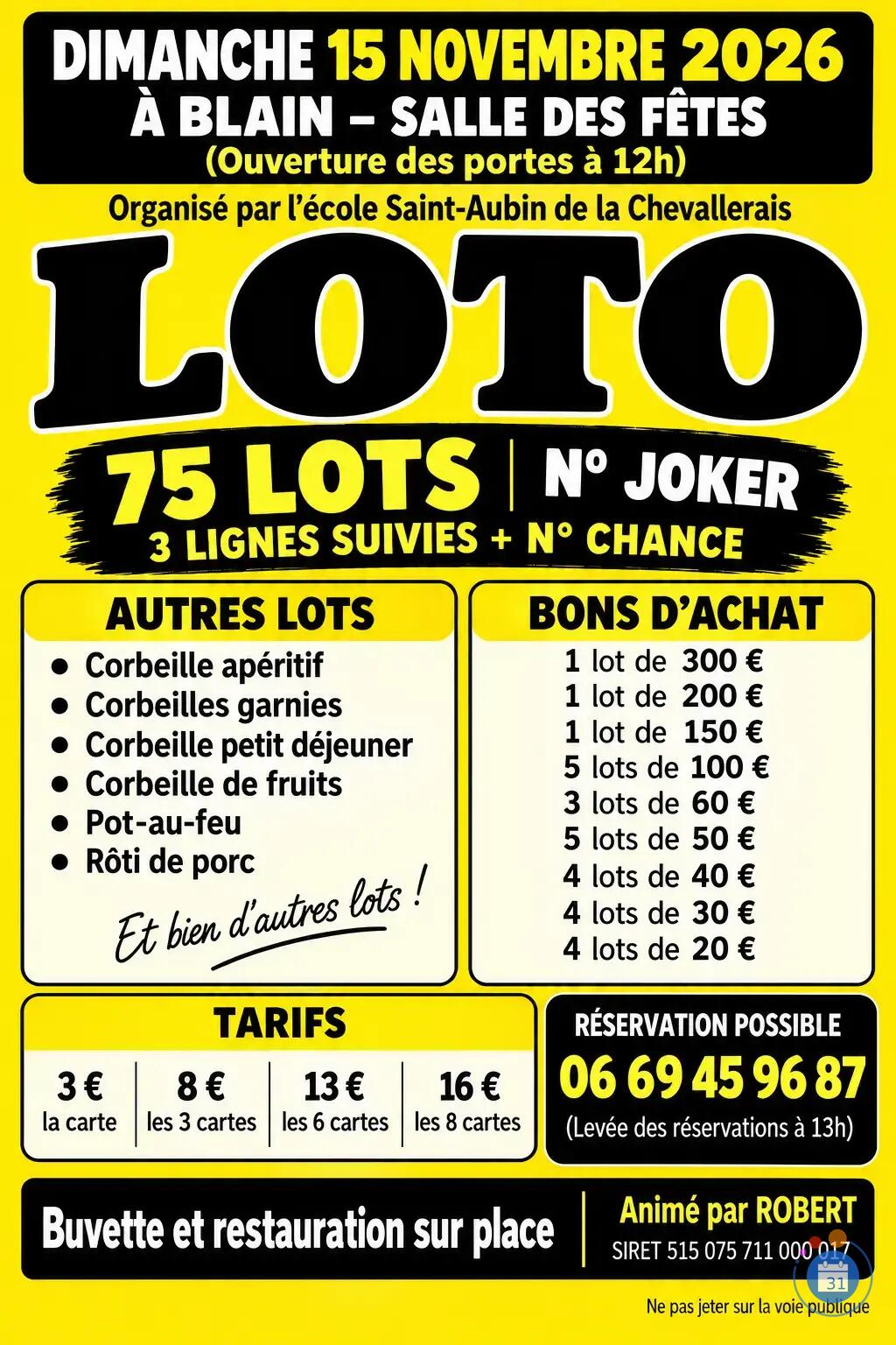 Flyer Super Loto animé par Robert
