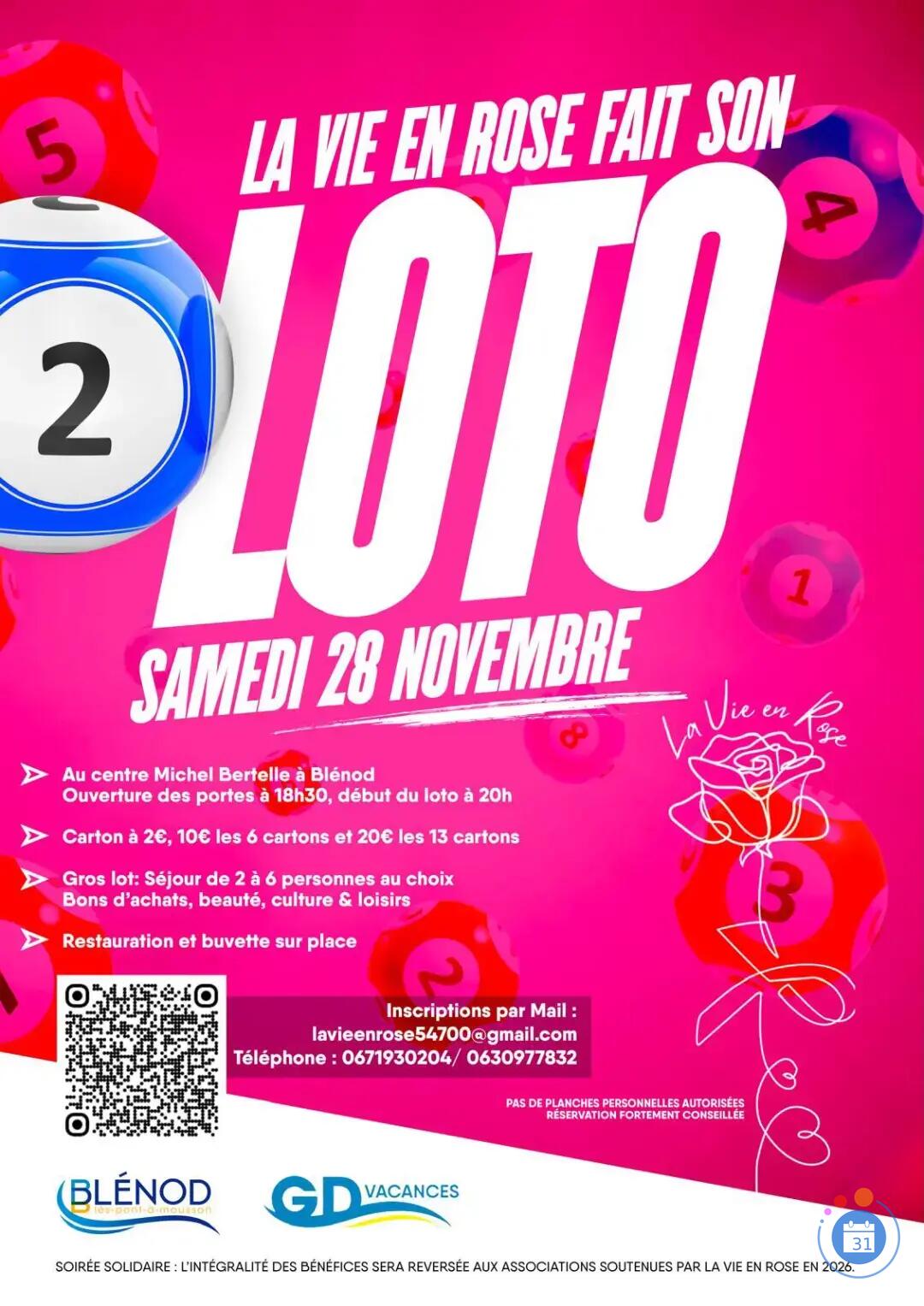 Flyer La vie en rose fait son loto