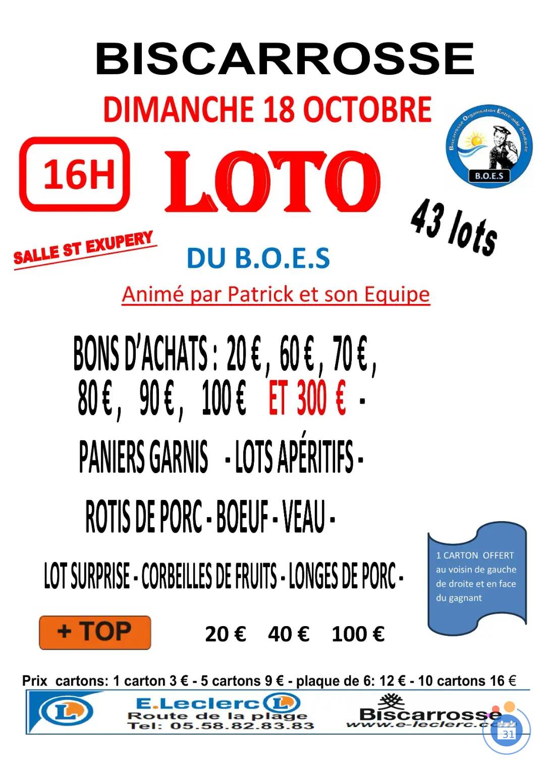 Flyer LOTO DU B.O.E.S - animé par patrick et son équipe
