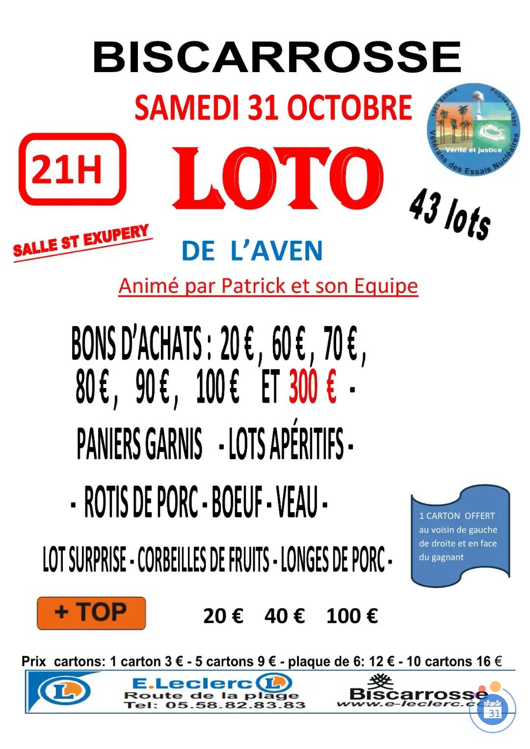 Flyer LOTO DE L'AVEN - animé par patrick et son équipe
