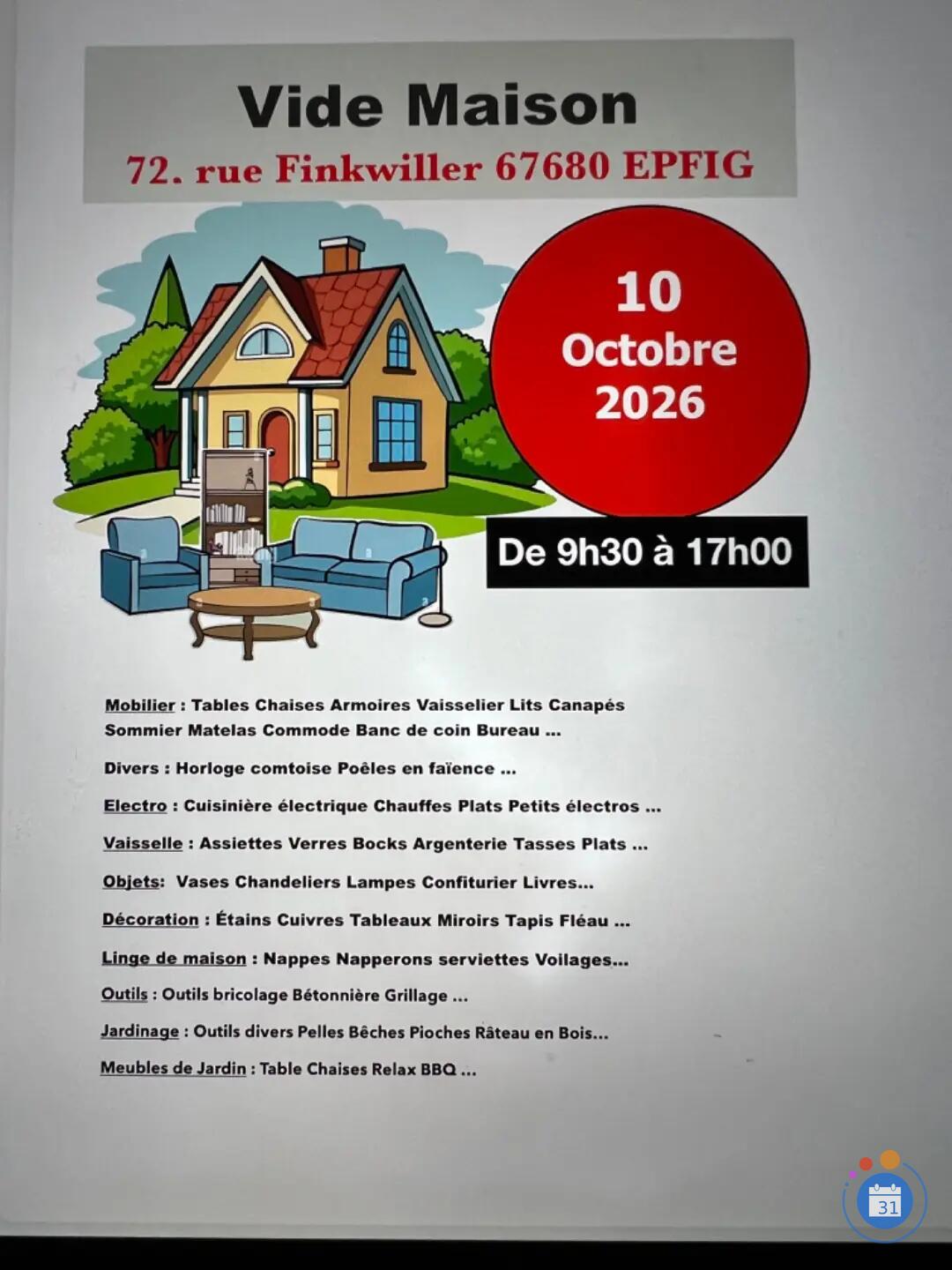 Image Vide maison à EPFIG le 10 octobre (photo 1)