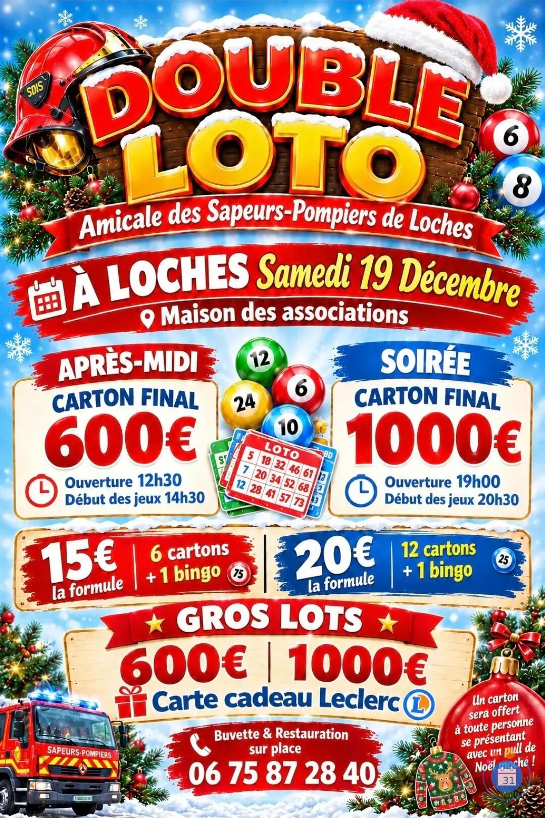 Flyer Double loto des Sapeurs Pompiers de LOCHES