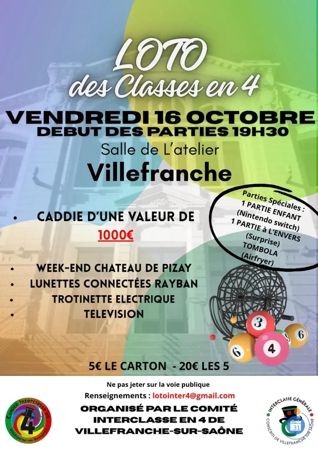 Flyer SUPER LOTO des classes en 4 de Villefranche