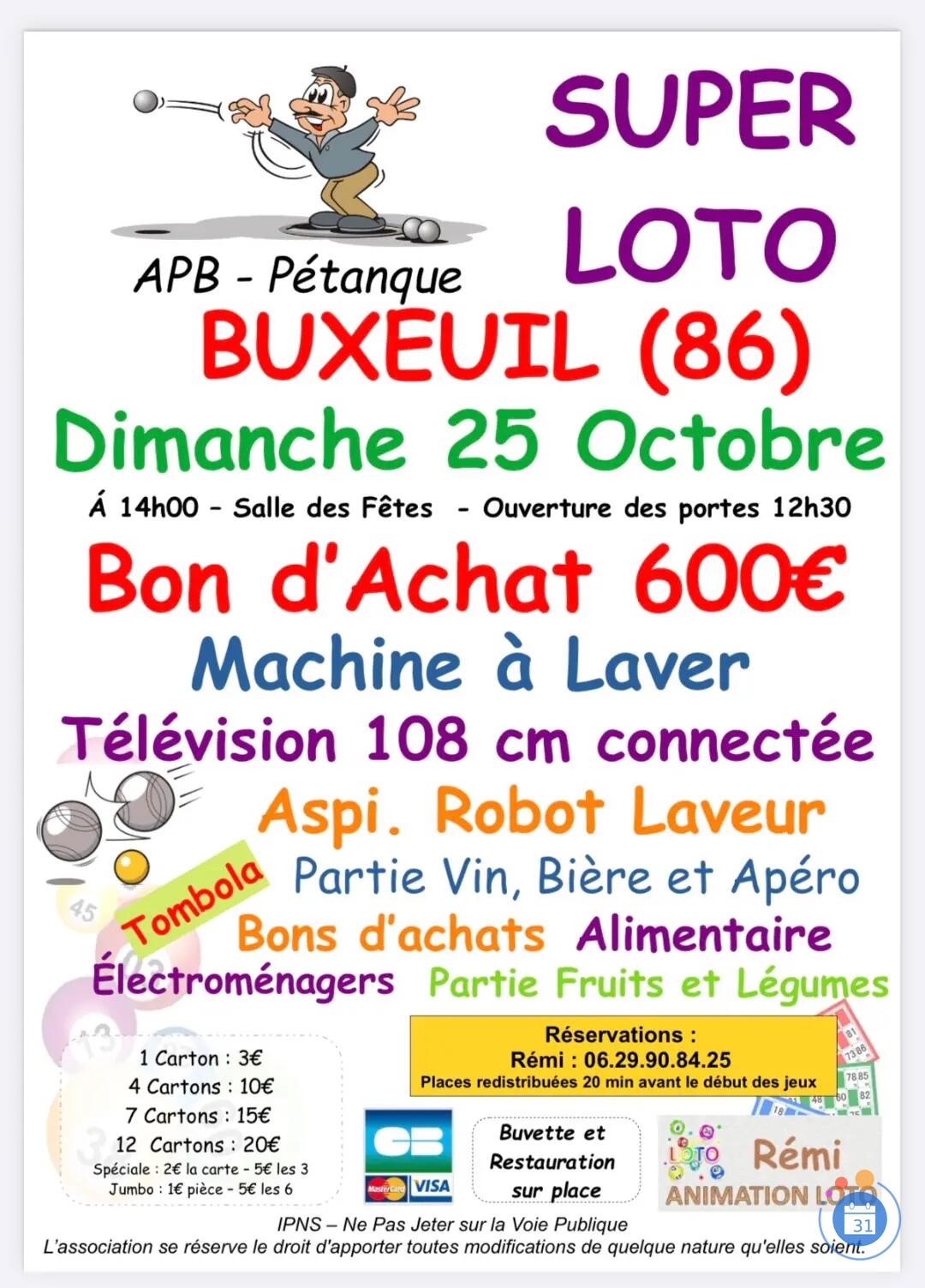 Flyer Super loto de la Pétanque animé par Rémi