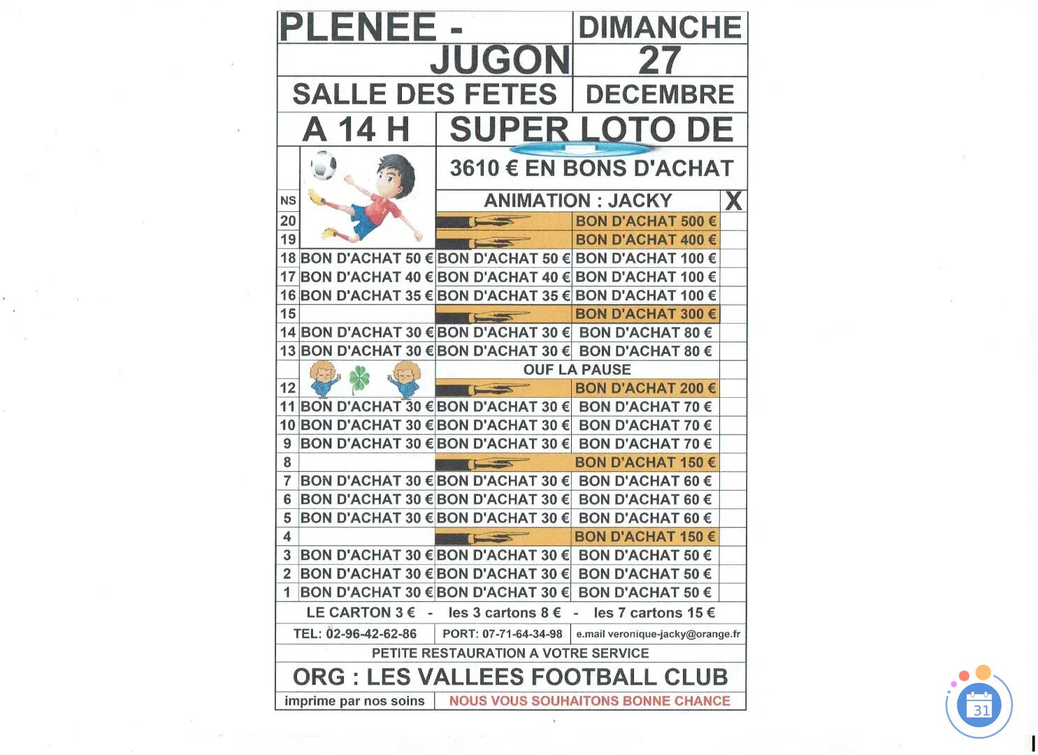 Flyer Loto dote de 3610€ anime par jacky