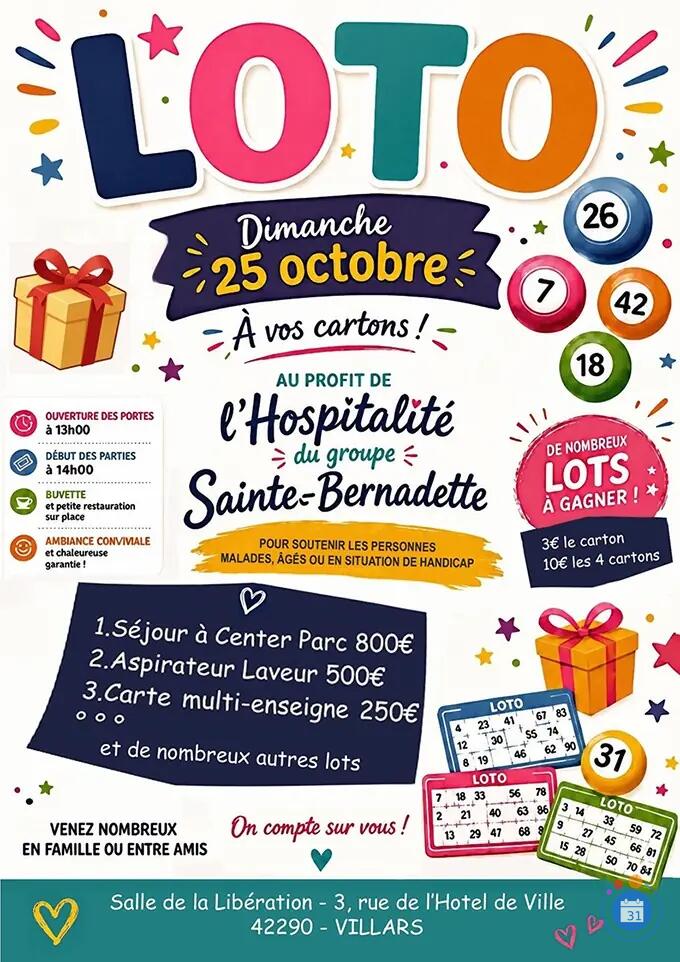 Flyer LOTO de L'Hospitalité de St-Etienne Groupe Ste Bernadette