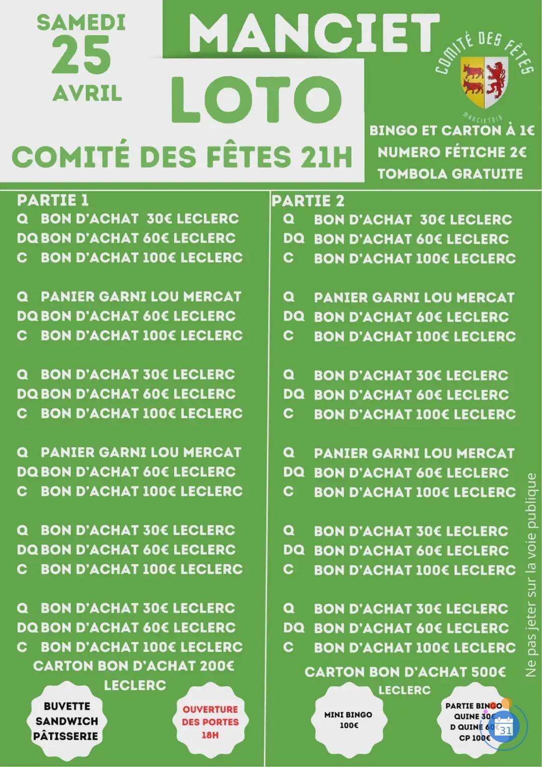 Image Loto du comité des fêtes de Manciet (photo 1)