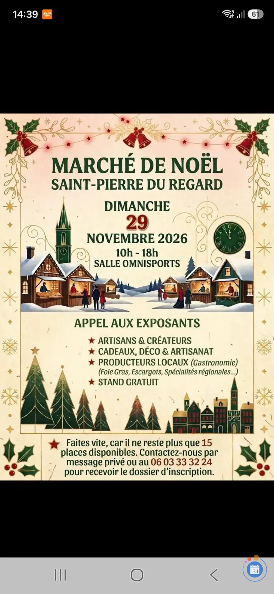 Image Marché de Noël St Pierre du Regard (photo 1)