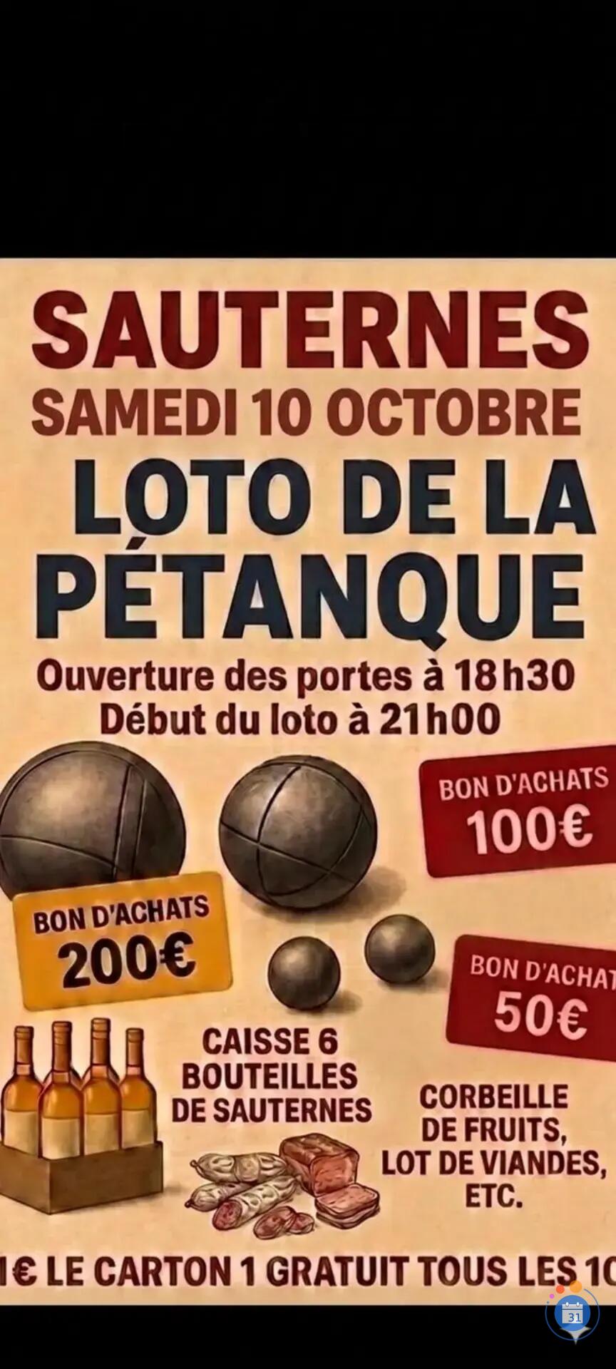 Flyer Loto de la pétanque