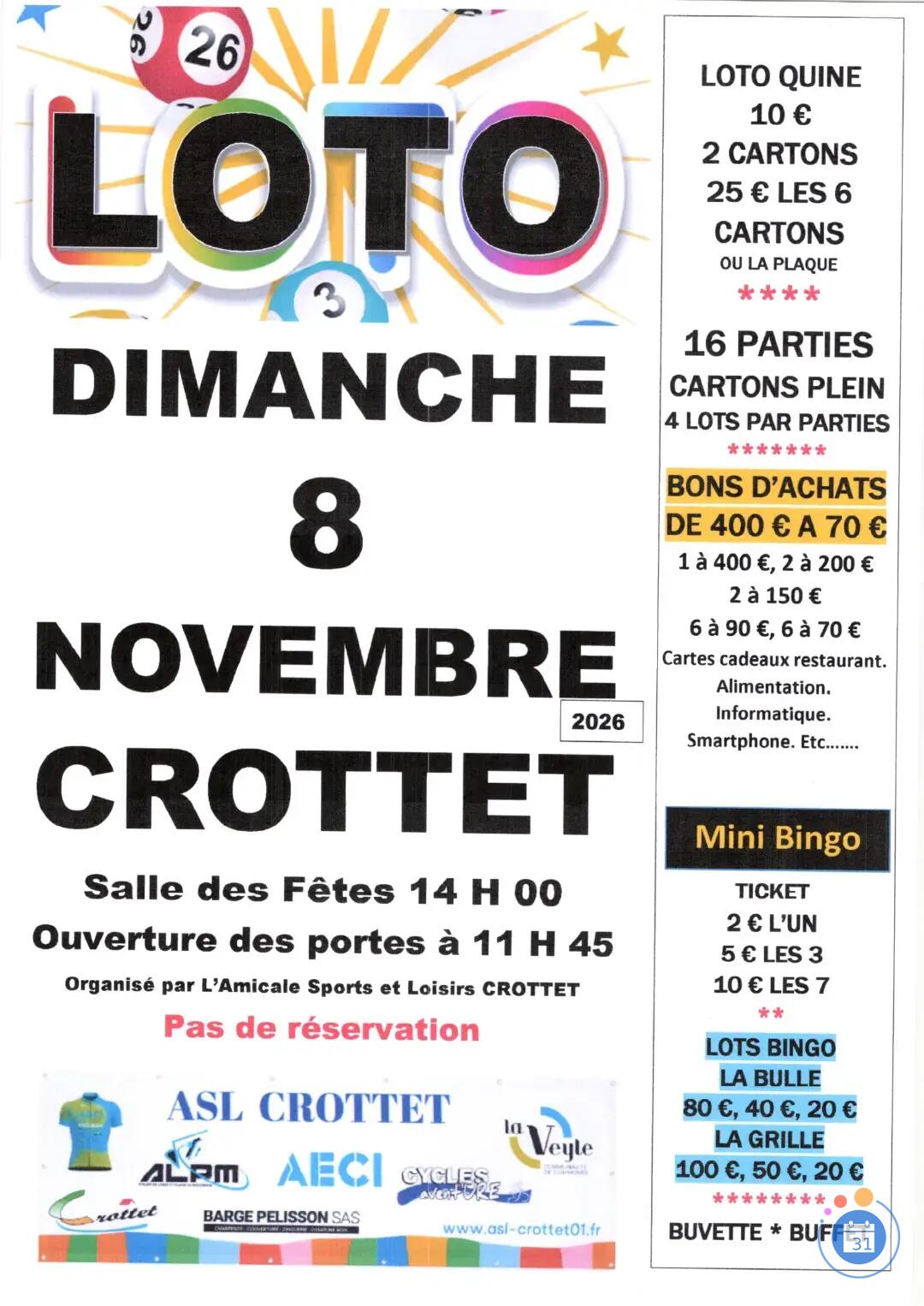 Flyer Loto quine et Mini Bingo