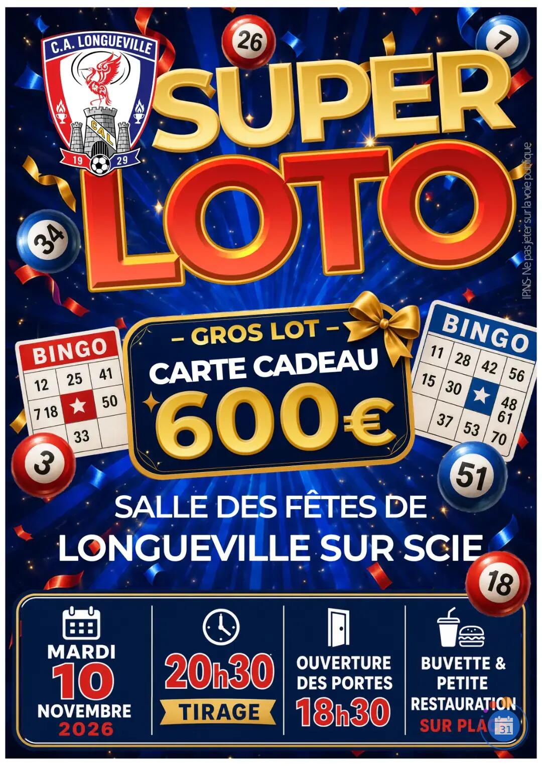 Flyer Loto du C.A. LONGUEVILLAIS Football