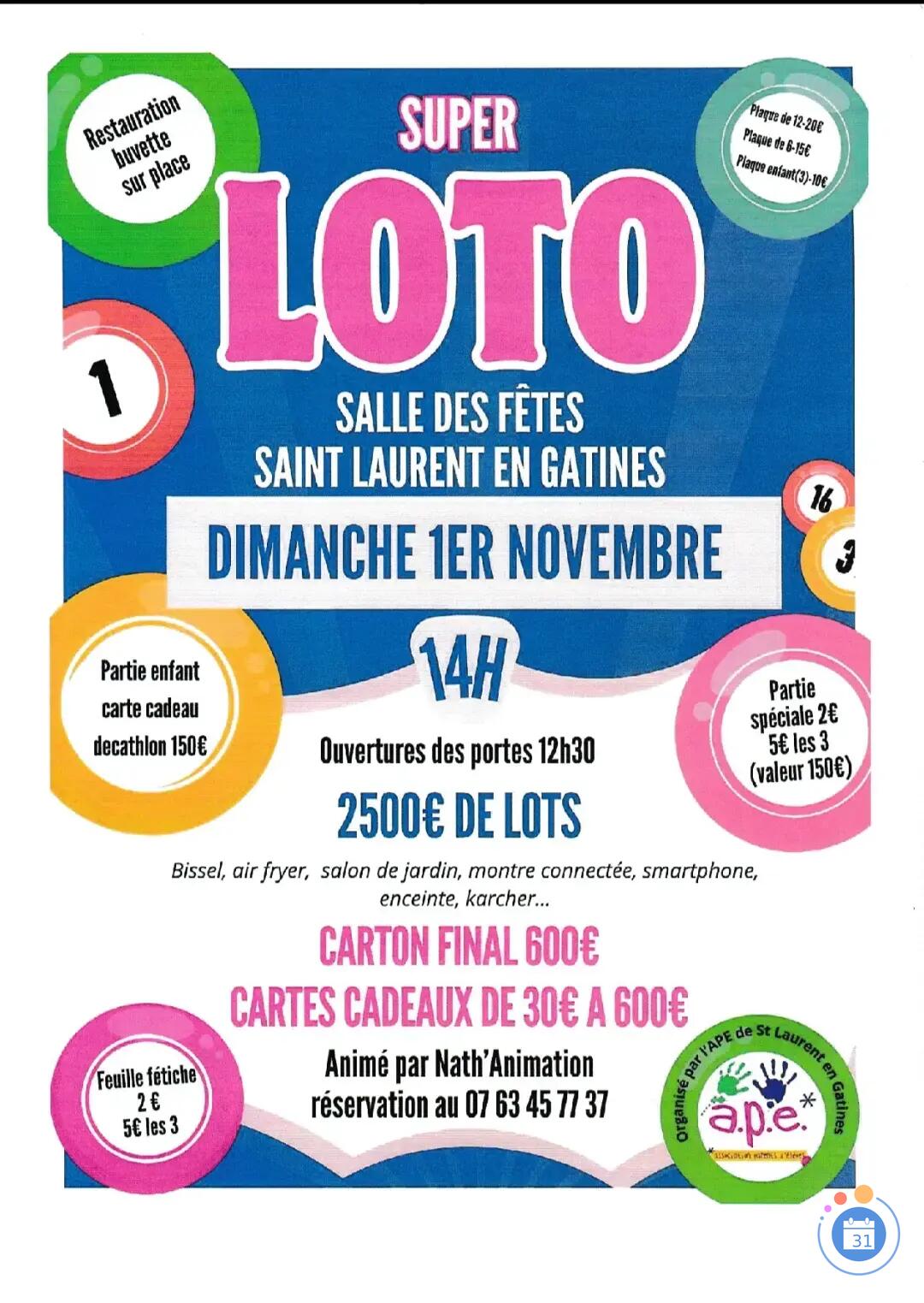 Flyer Loto animé par Nath Animation