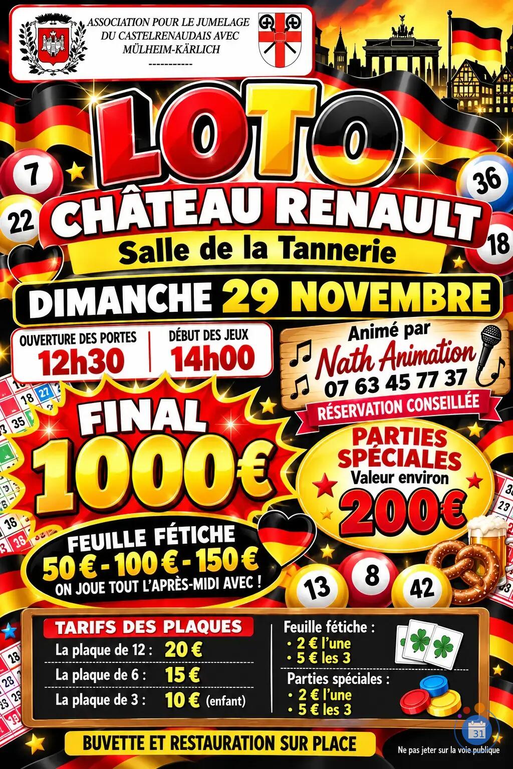 Flyer Loto animé par Nath Animation