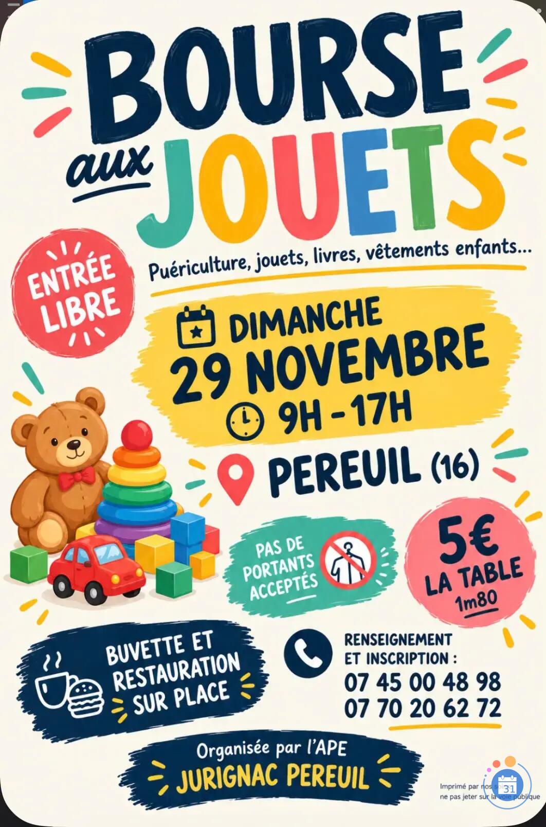 Image Bourses aux jouets organisé par l'APE de Jurignac Péreuil (photo 1)