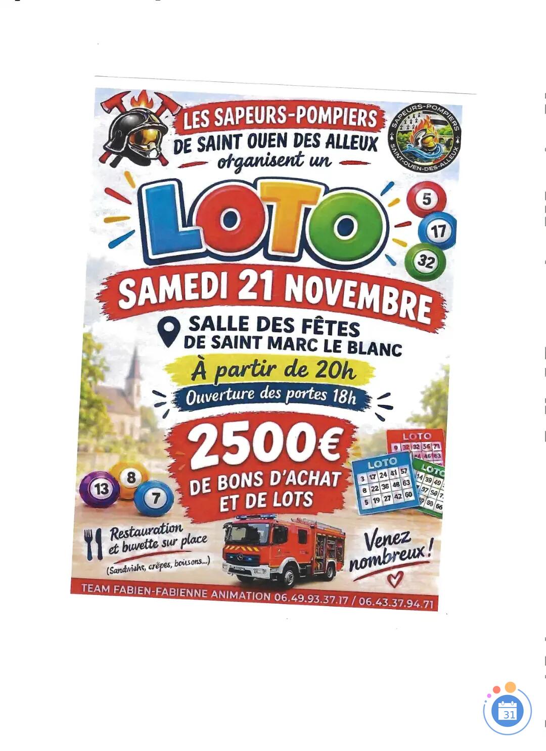 Flyer LOTO des pompiers
