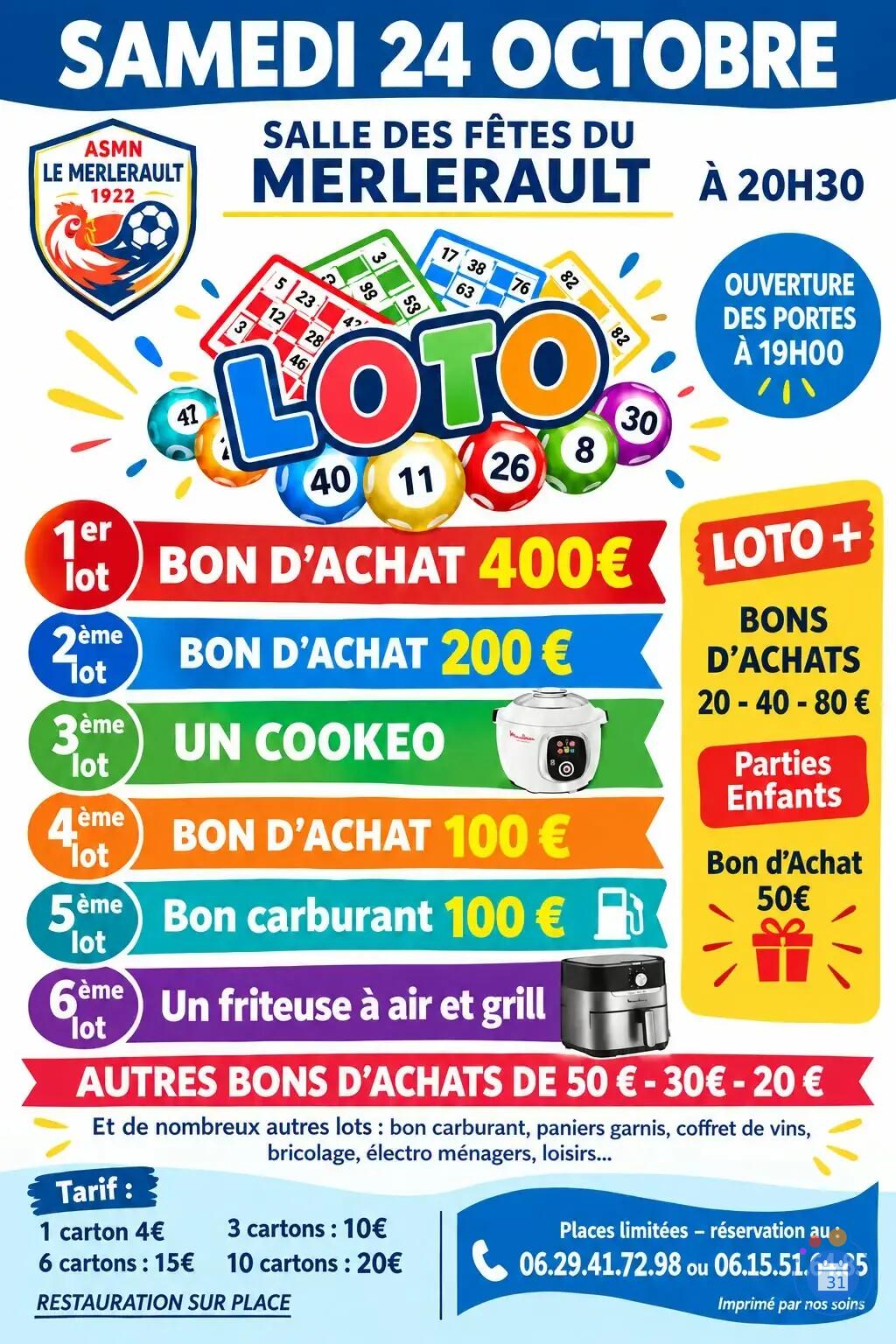 Flyer LOTO DE L'ASMN (réservations à partir du 1/10)
