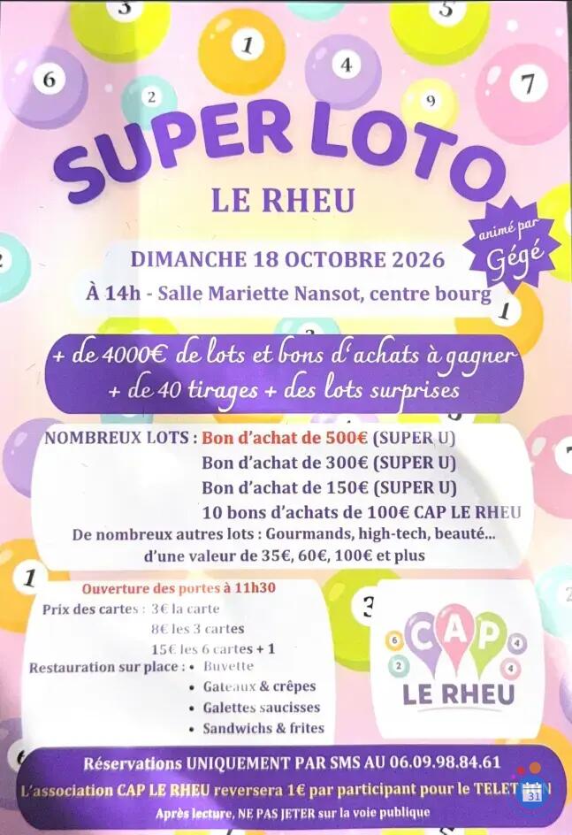 Flyer SUPER LOTO des commerçants animé par Gégé
