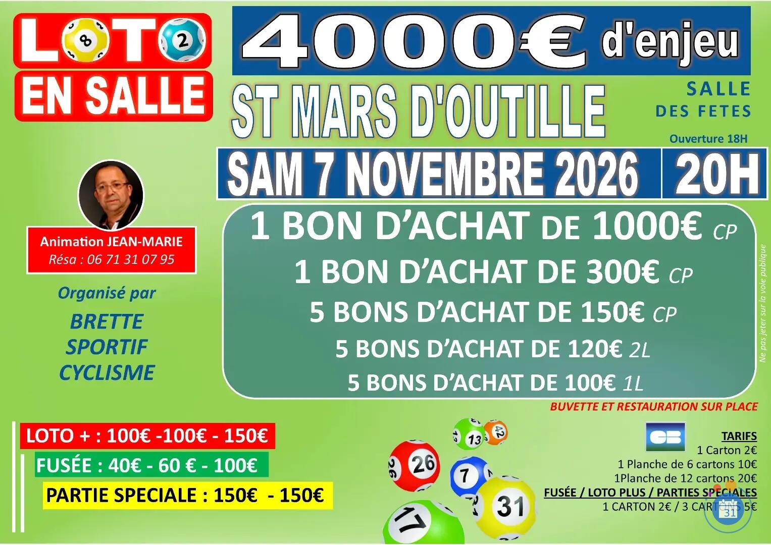 Flyer Loto Brette Sportif animation Jean Marie