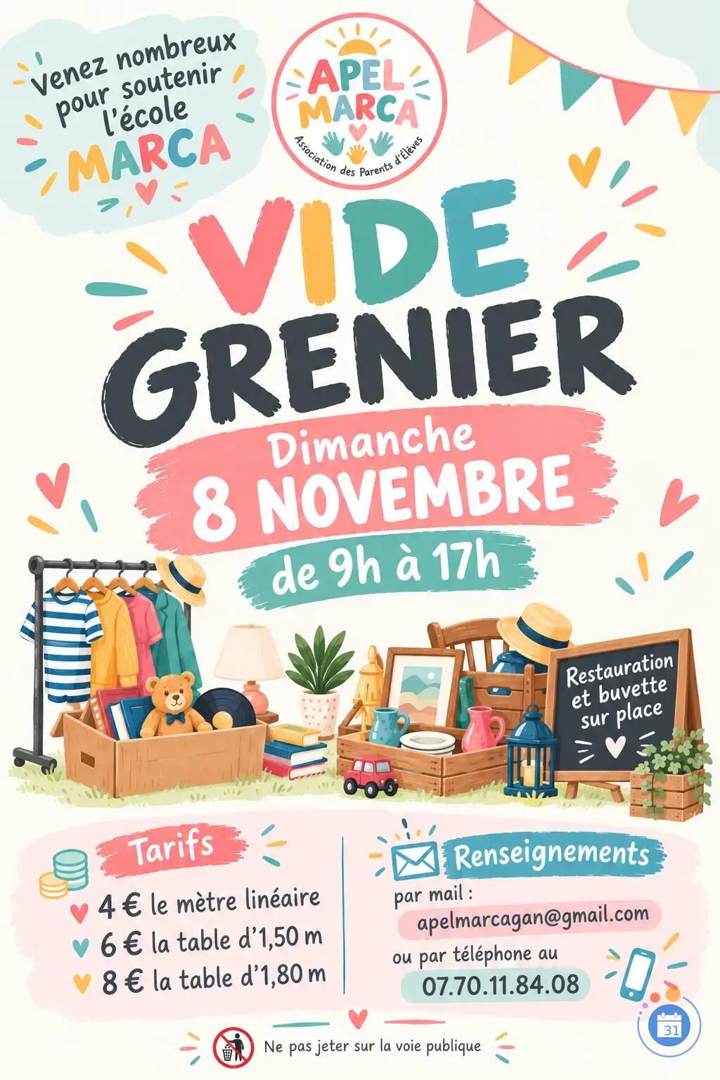 Image Vide grenier de L'APEL MARCA (photo 1)