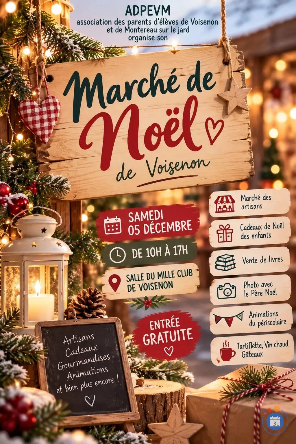 Image 🎄Marché de Noël de Voisenon 🎄 Samedi 05 décembre 10h–17h 📍 Salle du Mille C (photo 1)