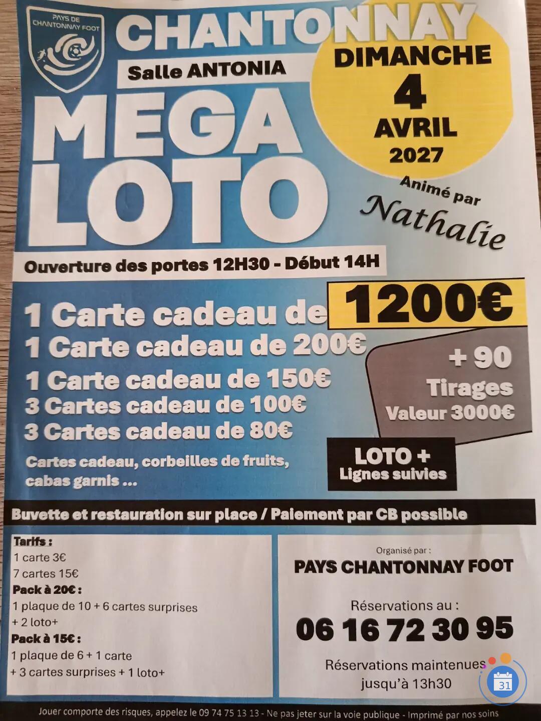 Image MEGA LOTO ANIMEE PAR NATHALIE (photo 1)