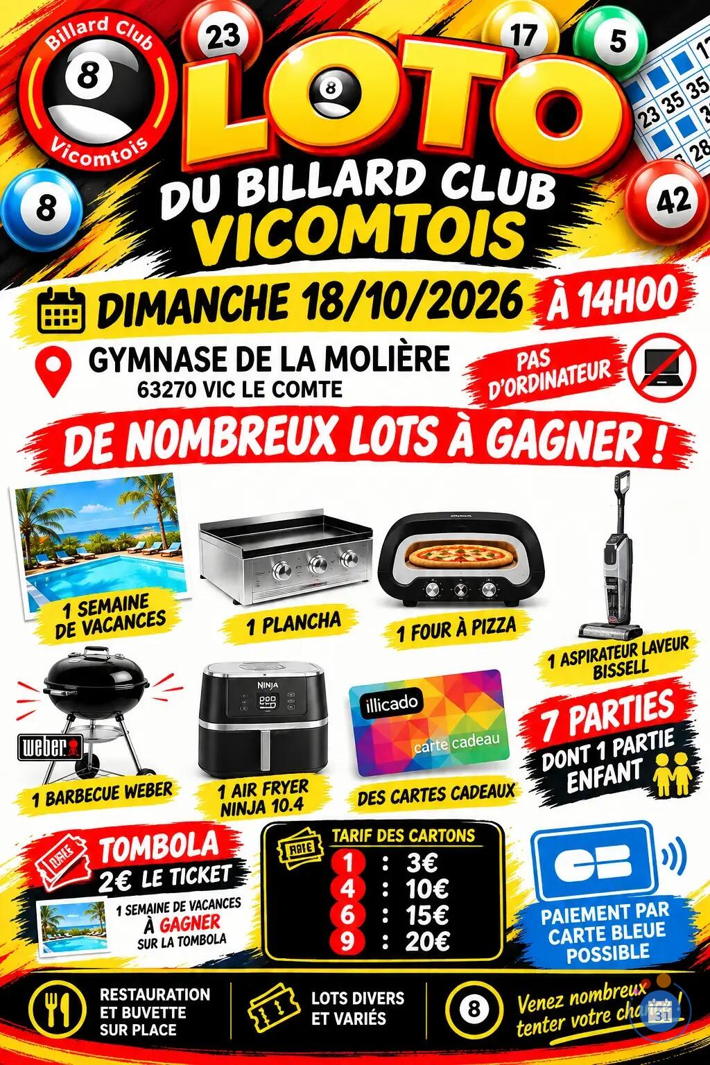 Flyer Grand LOTO Billard Club Vicomtois