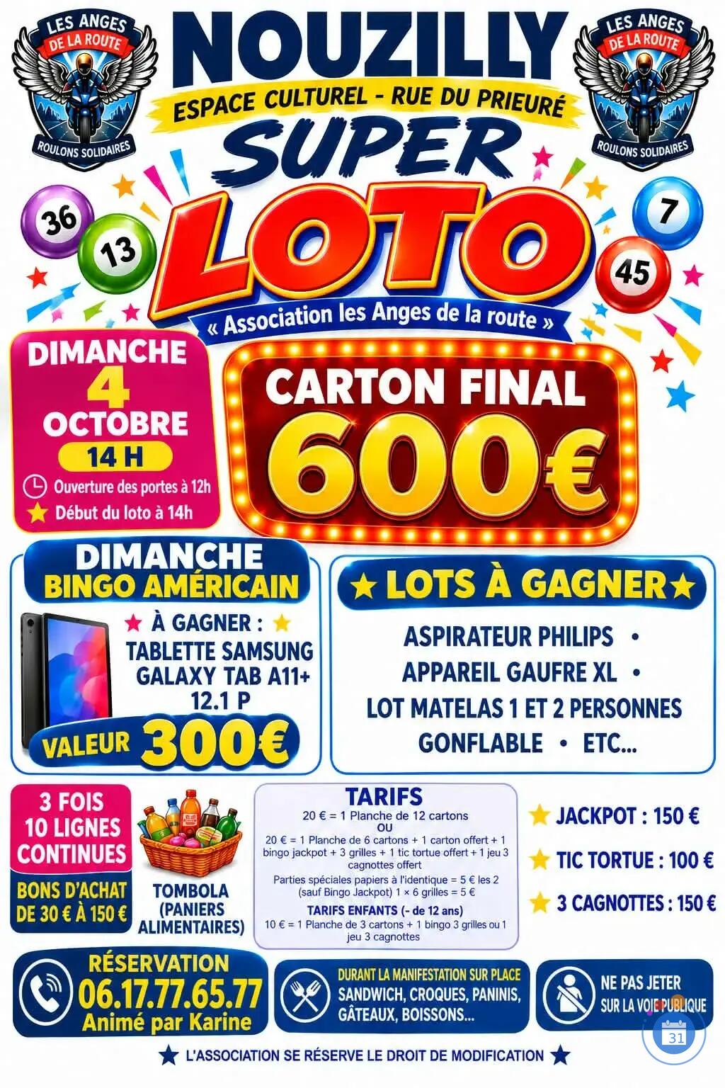 Flyer Loto Les Anges de la route ANIMÉ PAR KARINE