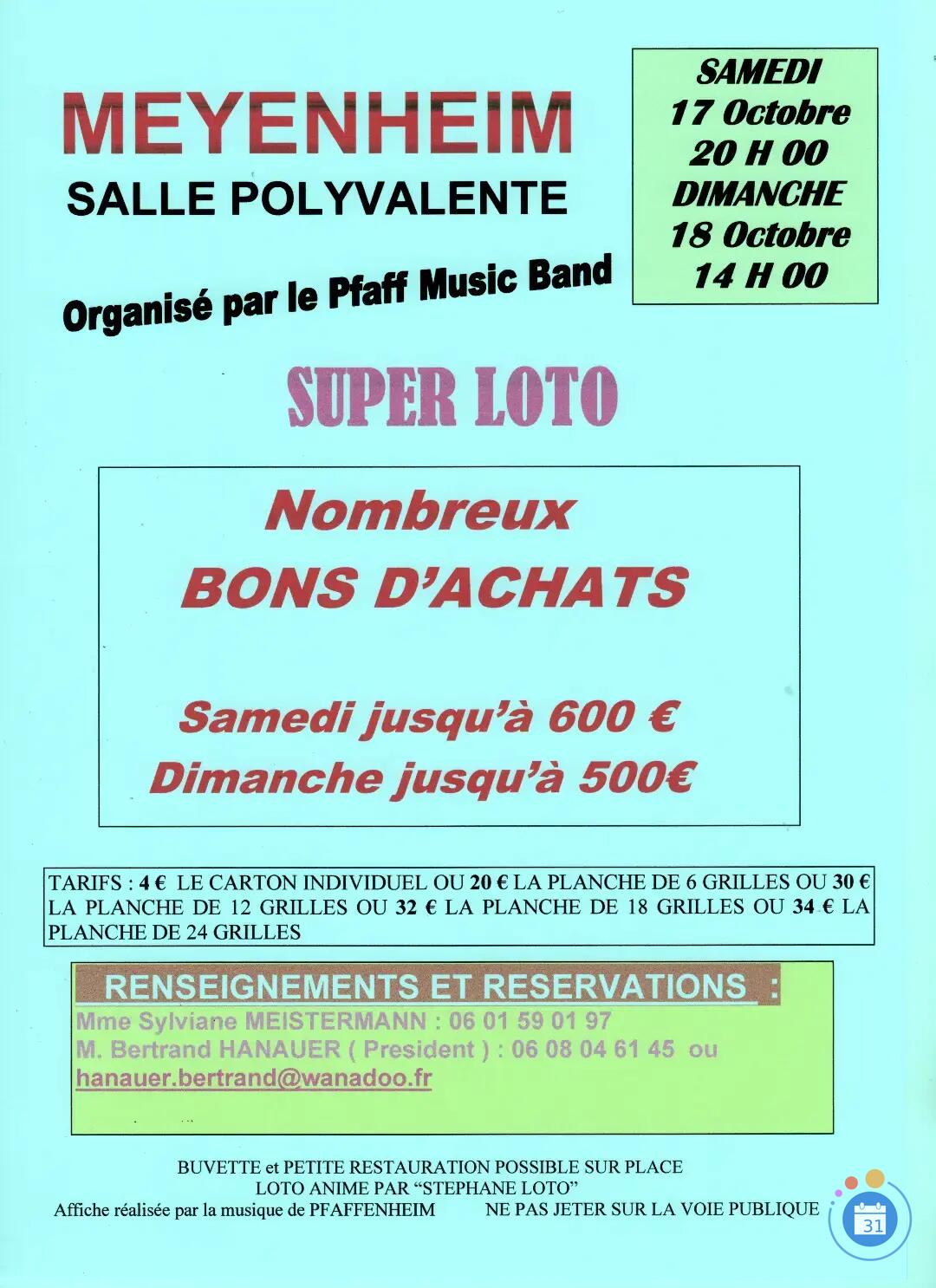 Flyer Super Loto du PFAFF music BAND