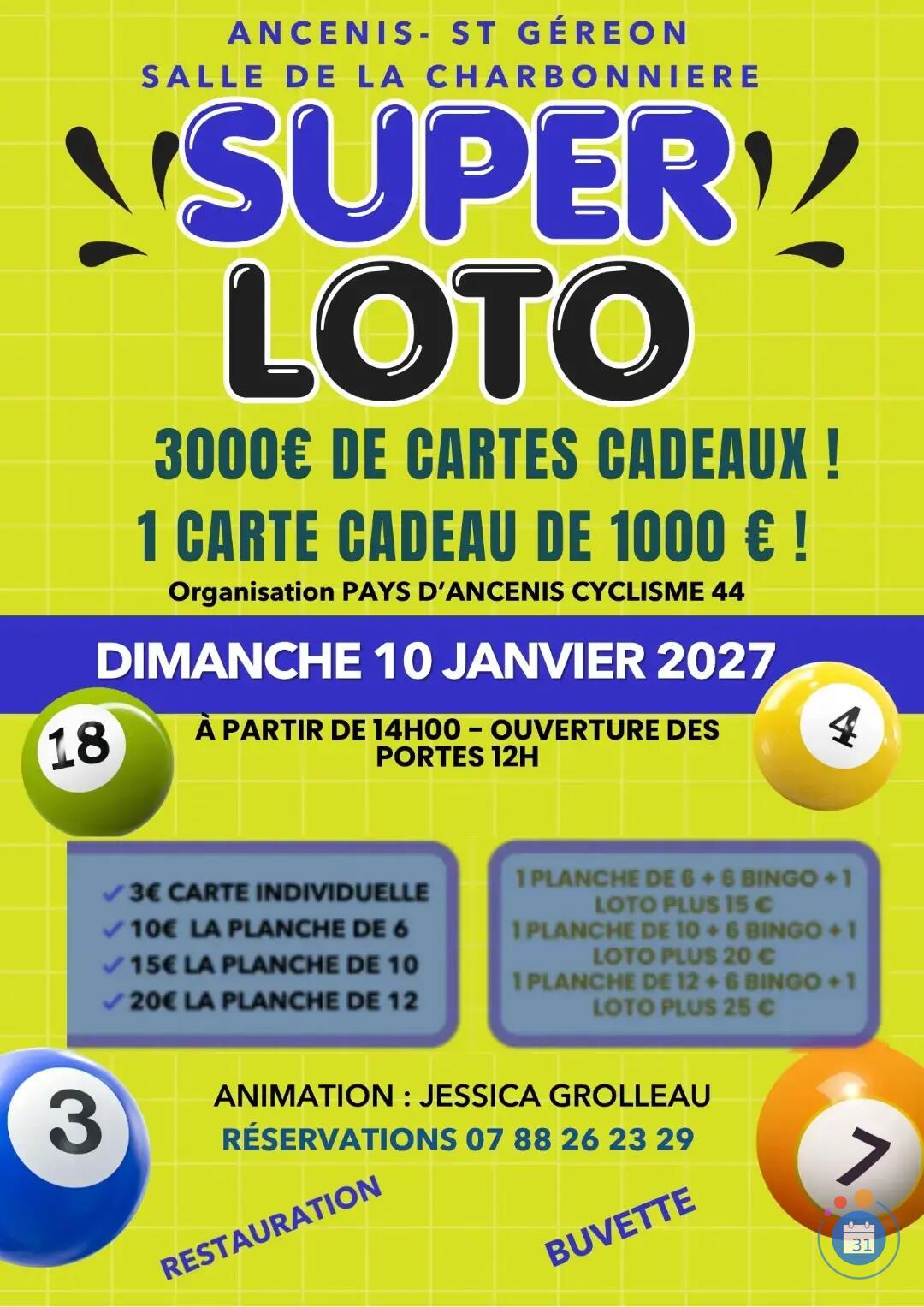 Image SUPER LOTO du Pays d'Ancenis Cyclisme 44 Animation Jessica GROLLEAU (photo 1)